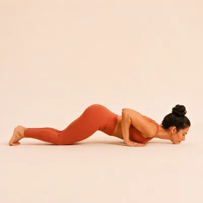 Knees, Chest and Chin: lowering knees, then chest, then chin, with the hips lifted.