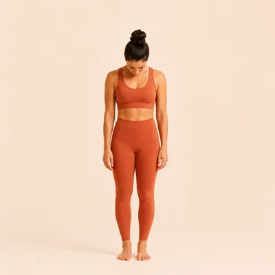 Forward bend: the chin lowering toward the chest, lengthening the back of the neck.