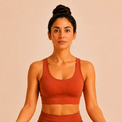 The exhale: mouth closed, breathing out slowly through the nose.