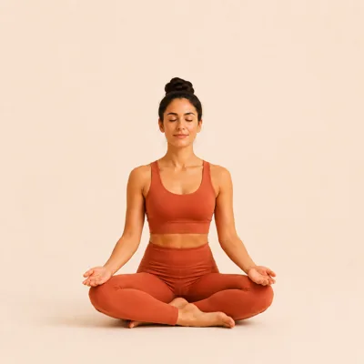 A steady seated posture with the shoulders dropped and the spine gently tall.