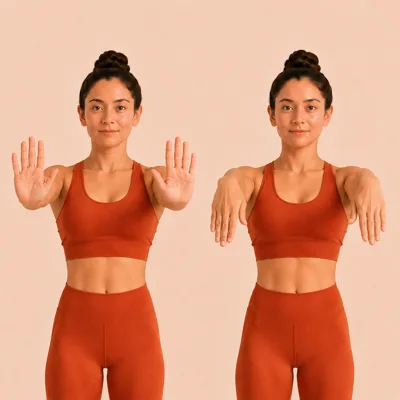 Flexing and extending: the hands drawing back, then dropping down, at the wrist.